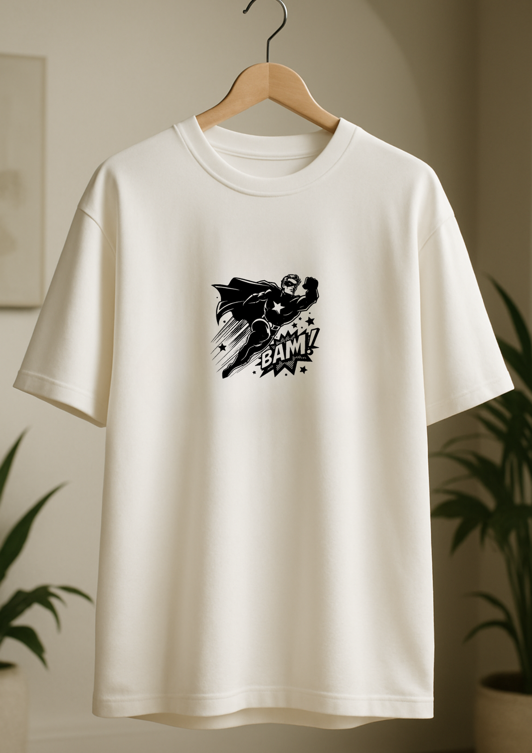 Rabbit Rope | Beige Oversized Graphic Printed T-Shirt | Unisex Casual Tee