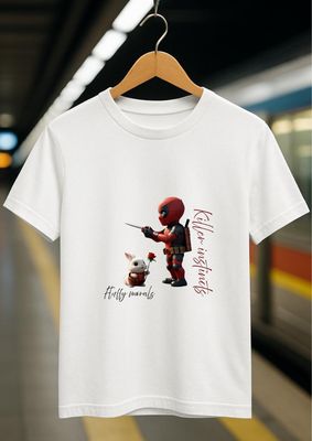 Rabbit Rope | Beige Graphic Printed T-Shirt | Regular Fit | Unisex Casual Tee