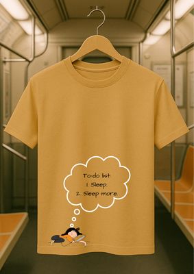Rabbit Rope | Beige Graphic Printed T-Shirt | Regular Fit | Unisex Casual Tee