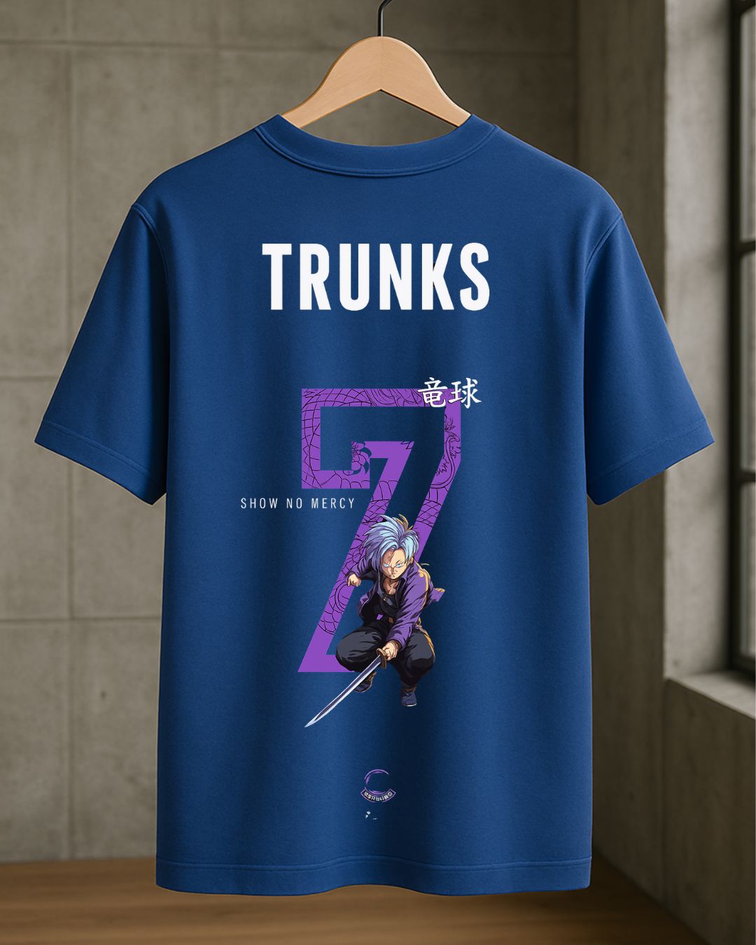 RabbitRope-Dragon Ball Z “Show No Mercy” Oversize Premium Royal Blue Tee