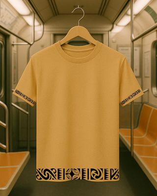 Rabbit Rope | Beige Graphic Printed T-Shirt | Regular Fit | Unisex Casual Tee