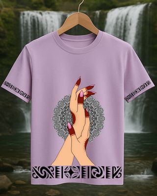 Rabbit Rope Tribal Mandala Unity Hands – Lilac Unisex Graphic T-Shirt