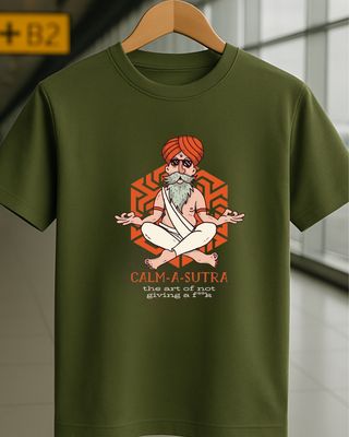 Calm-A-Sutra – The Art of Not Giving a Fk Tee** Olive