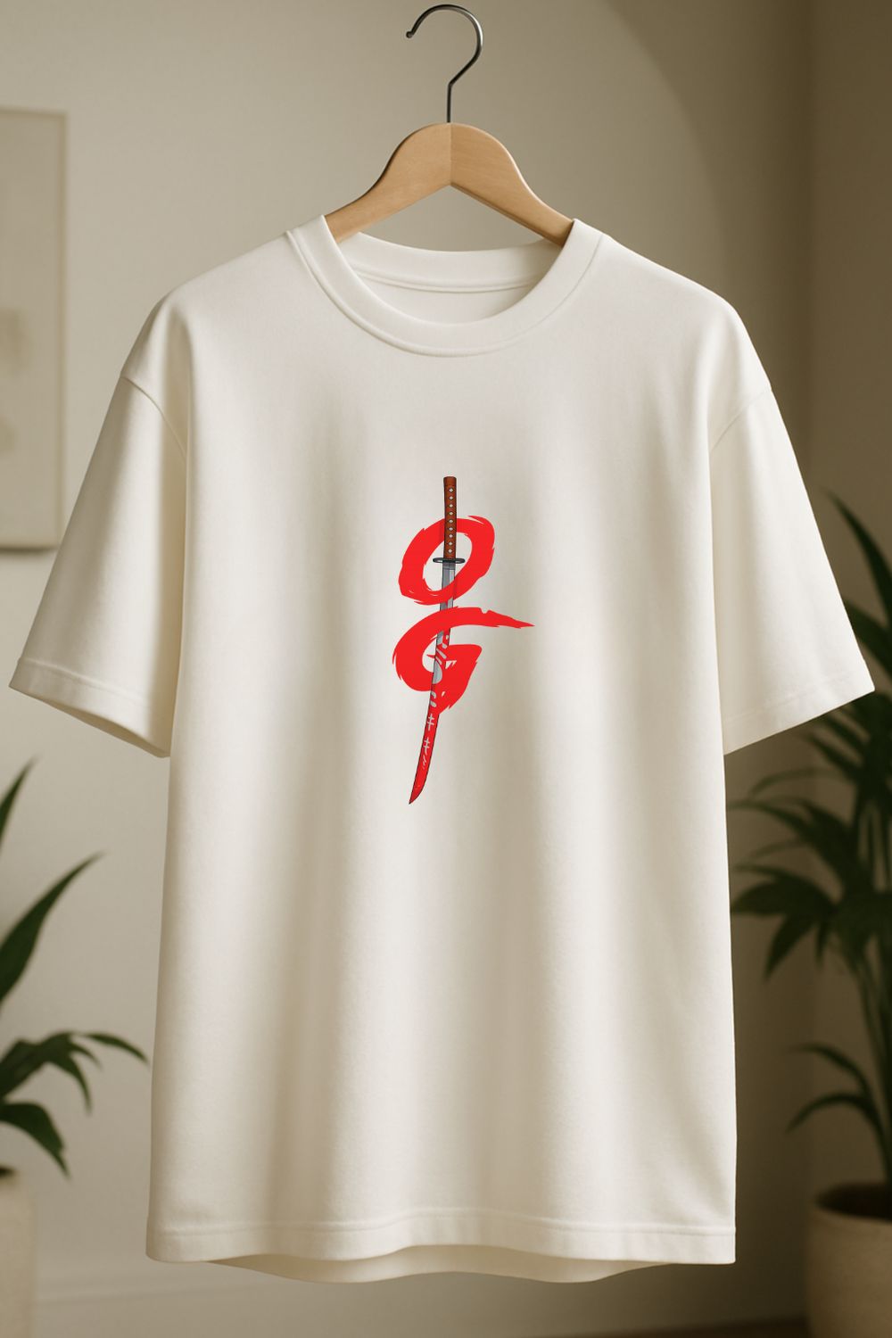 Rabbit Rope-OG Samurai Katana White Graphic T-Shirt – Premium Oversized Streetwear Tee