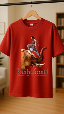 RabbitRope-Bahubali elephant Tribute red T-Shirt