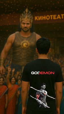 RabbitRope-Bahubaliii GODEMON Black T-Shirt