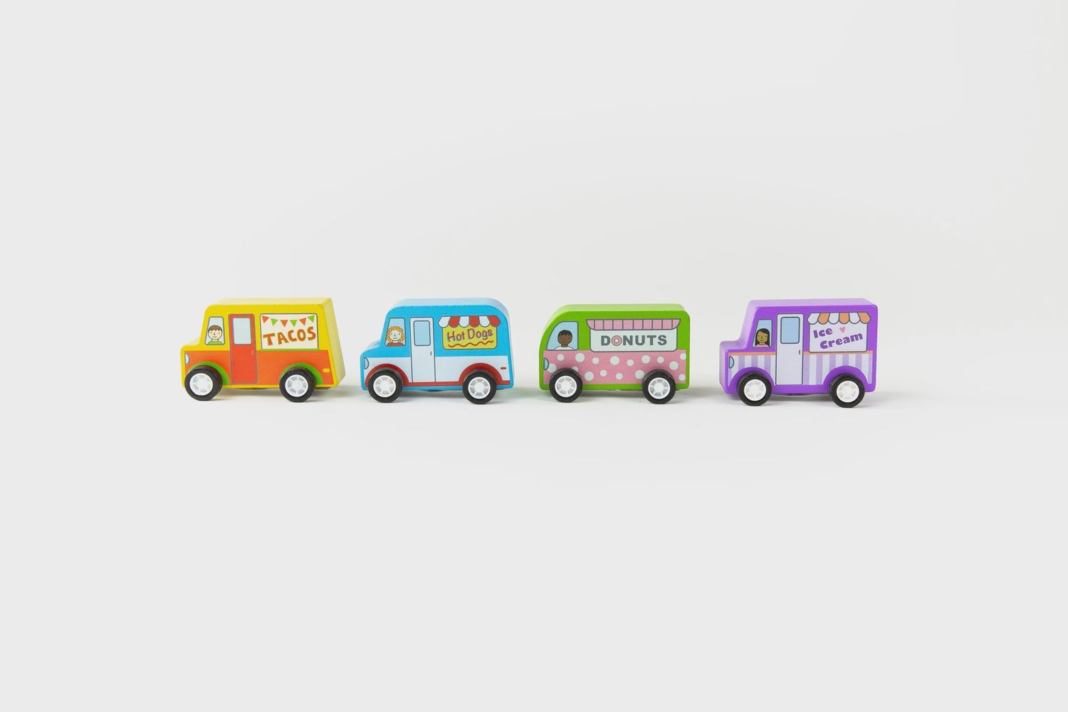 Wooden Pull-Back Racers - Food Trucks