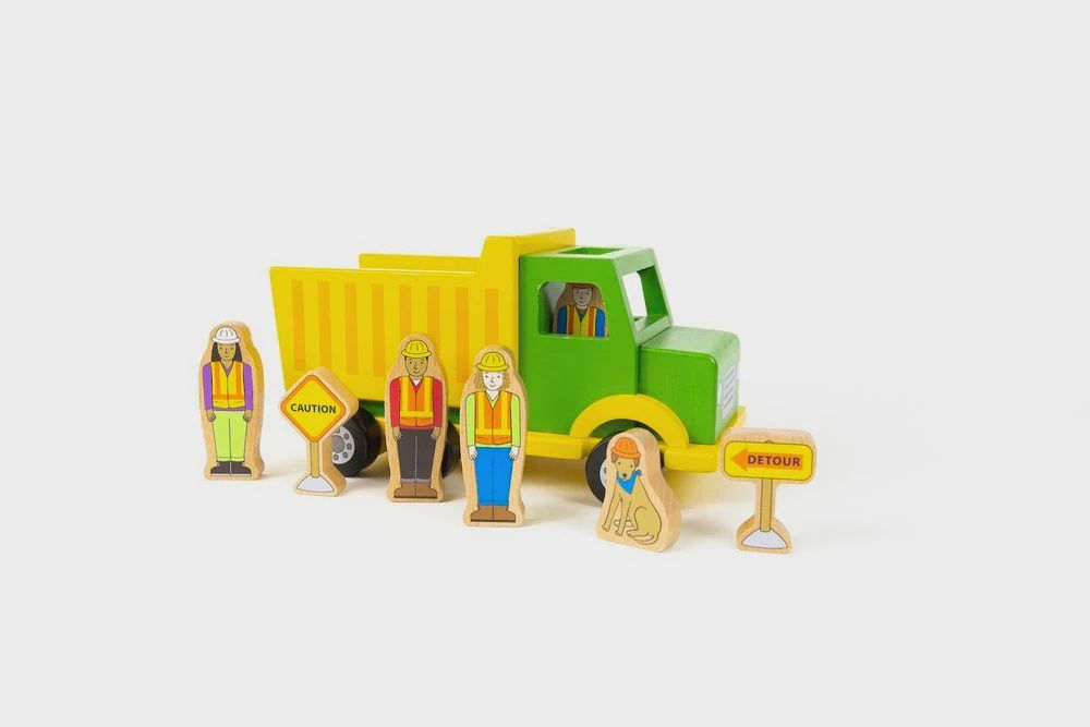 Magnetic Wooden Construction Truck &amp; Crew
