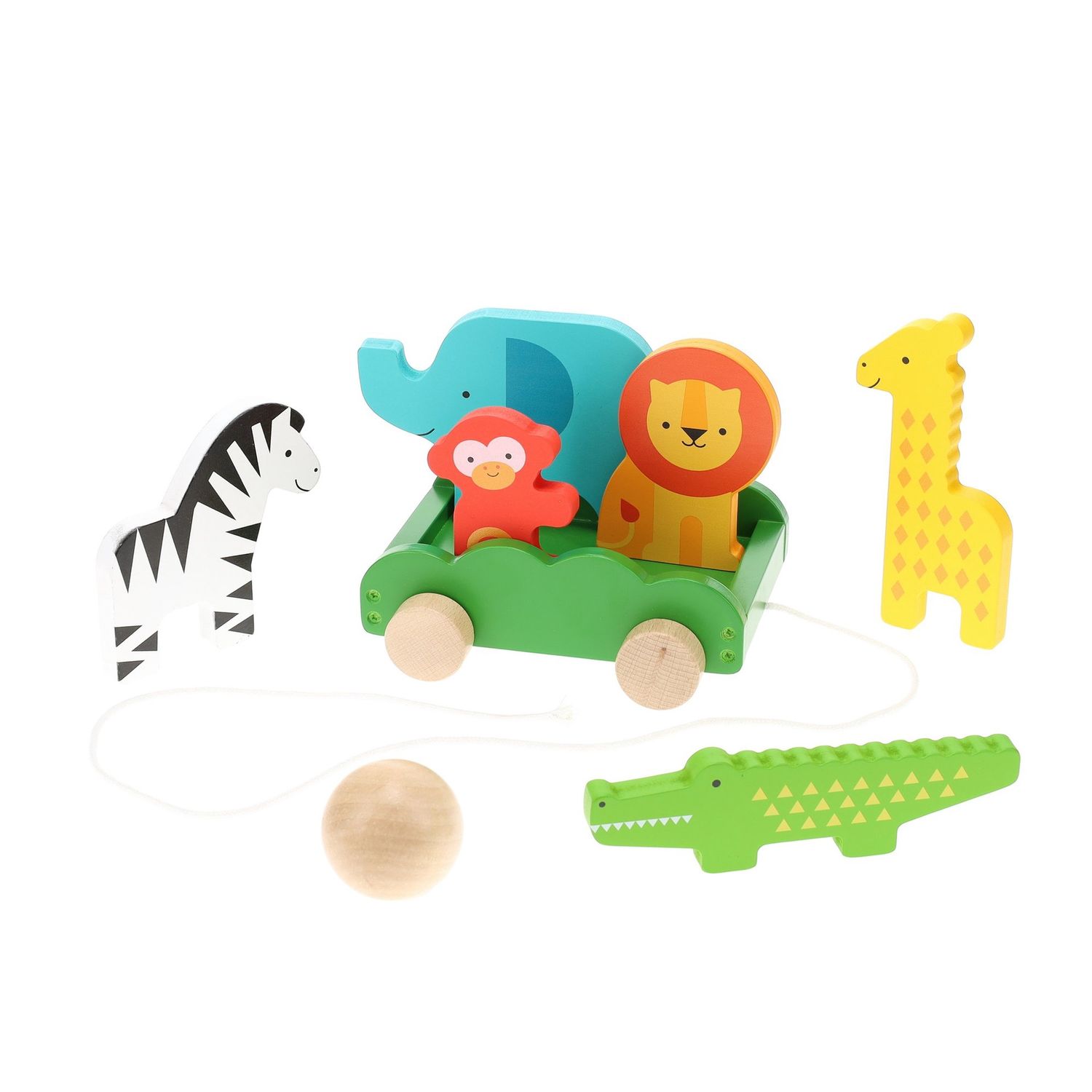 Safari Animals Wooden Bowling Set