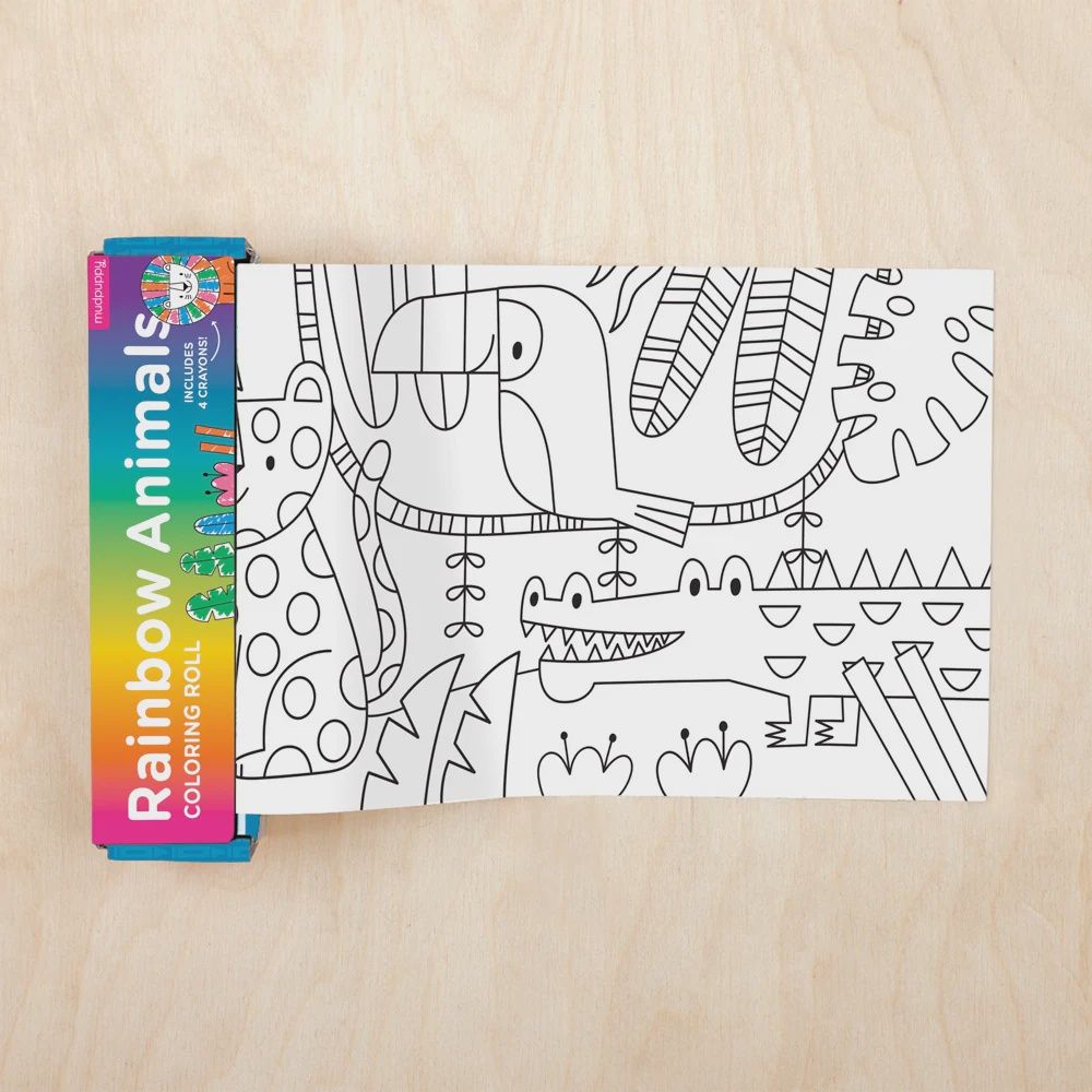 Mini Coloring Roll - Rainbow Animals