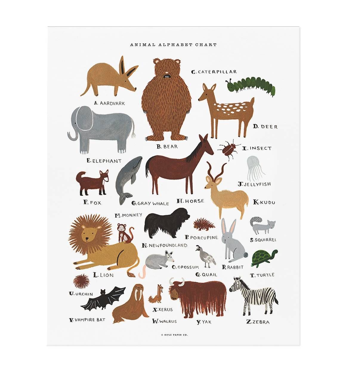 Animal Alphabet Chart - 11x14