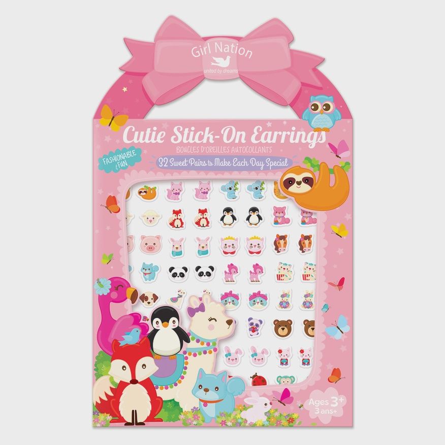 Cutie Stick-On Earrings, Style: animal friends