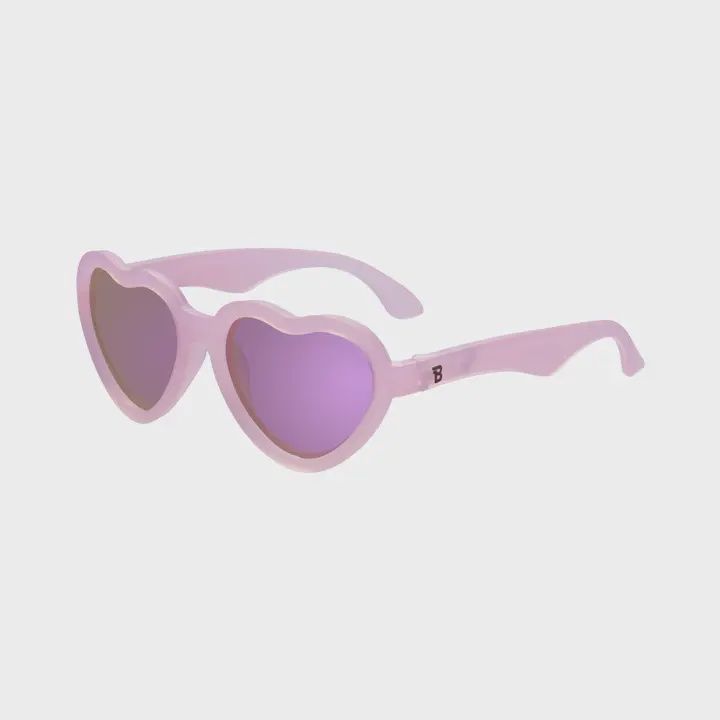 Frosted Pink Polarized Heart Sunglasses with Mirrored Lens