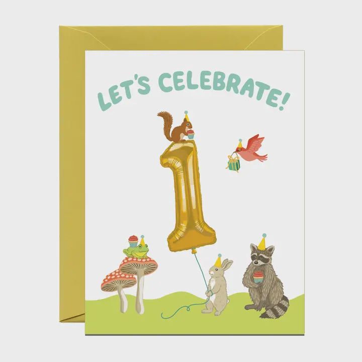 Baby Forest Animals Milestone First Birthday Card