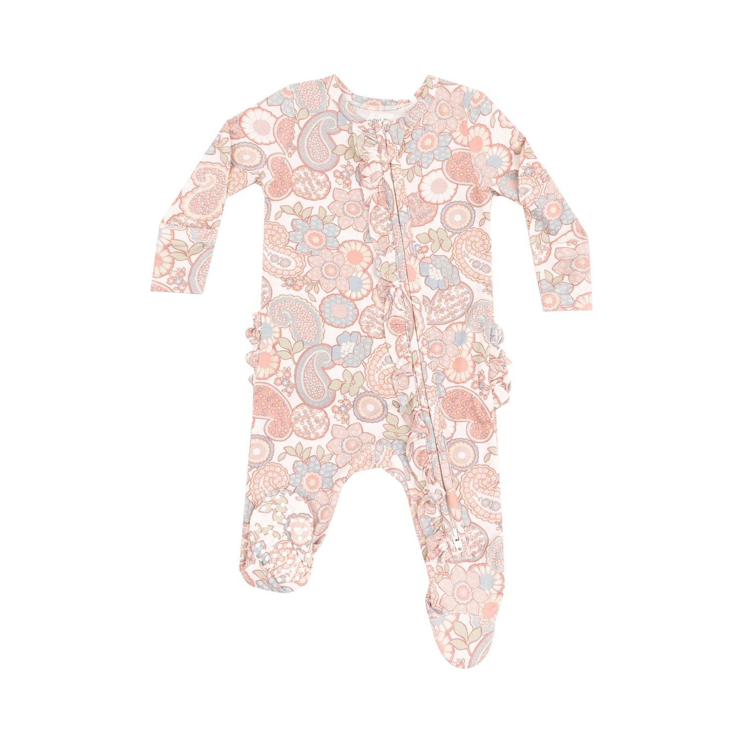 2 Way Zipper Ruffle Footie - Folk Paisley