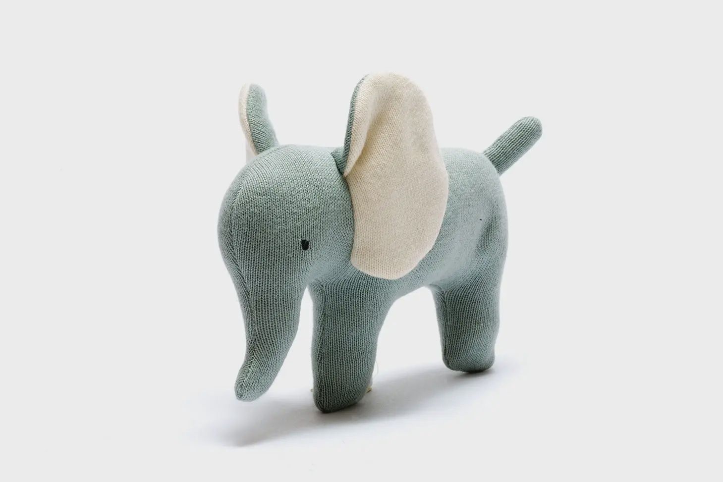 Small Knitted Organic Cotton Plush Toy - Ellis the Elephant / Teal