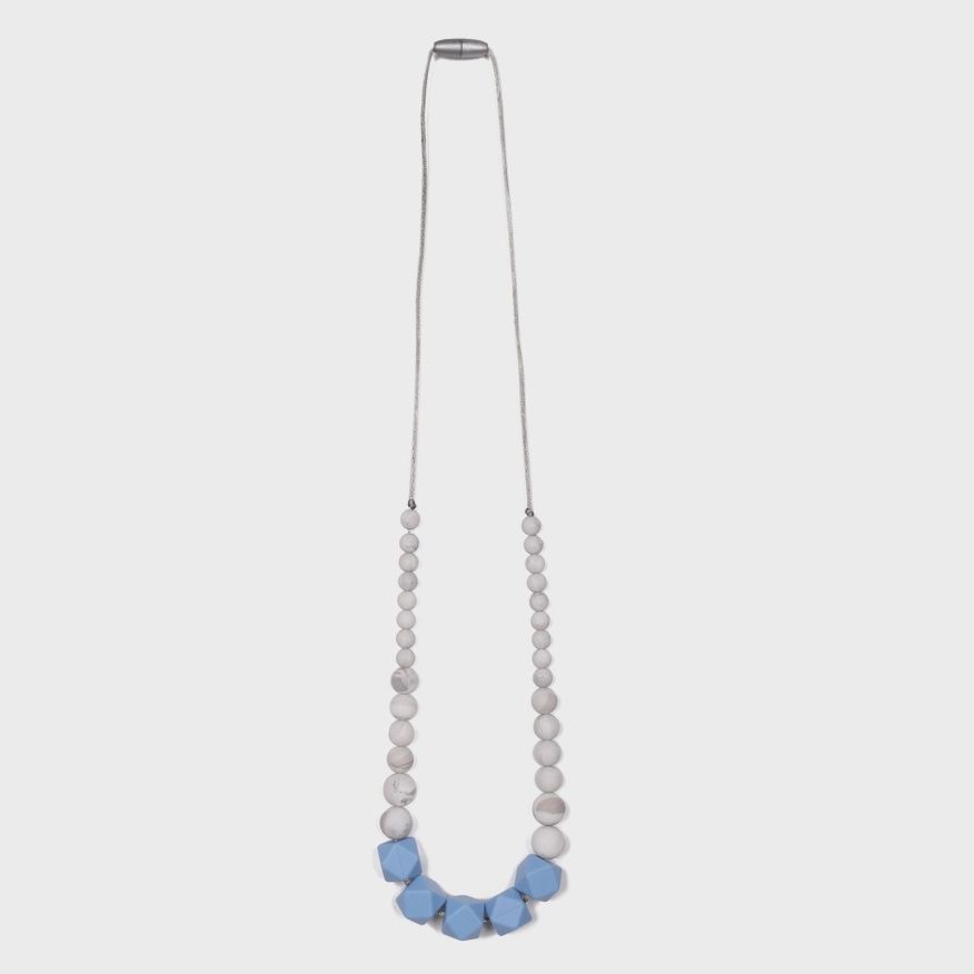 Madison Teething Necklace - Marble/Blue