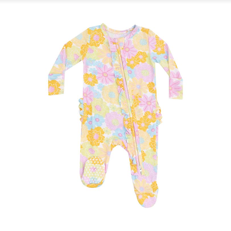 2 Way Zipper Ruffle Footie - Sunny Dahilas