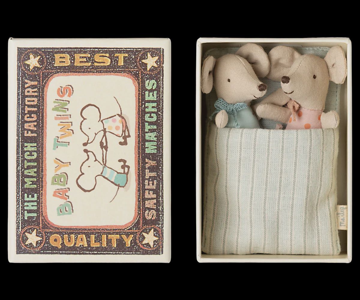 Baby Mice Twins in Box - Stars and Polka Dots