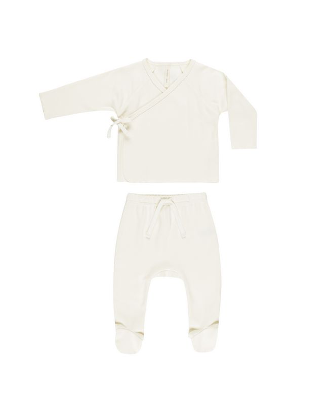 Wrap Top &amp; Footed Pant Set - Ivory