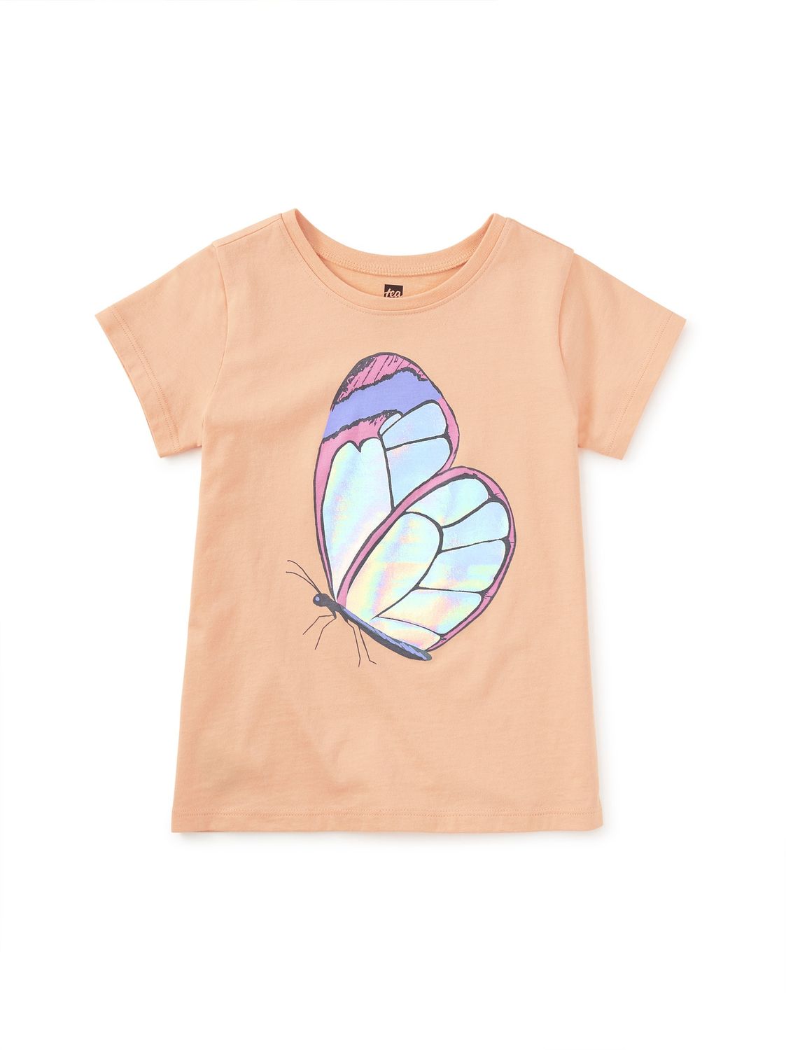 Shimmery Butterfly Graphic Tee - Salmon