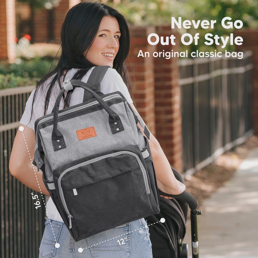 Original Diaper Bag Backpack, Baby Bags with Changing Pad, Color: Gray