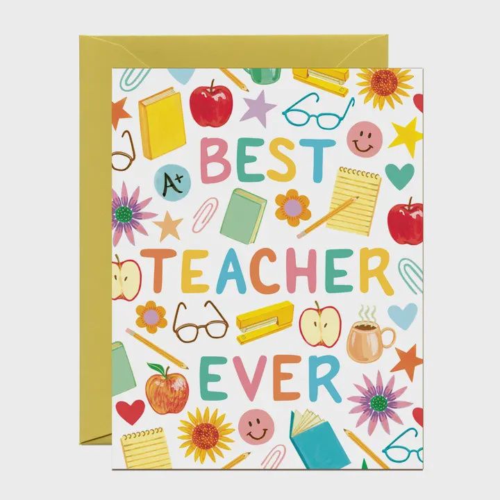 Best Teacher Ever Colorful Appreciation Card