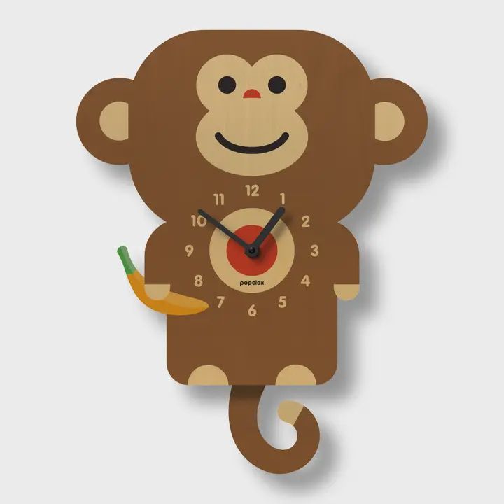 Monkey Wooden Pendulum Clock