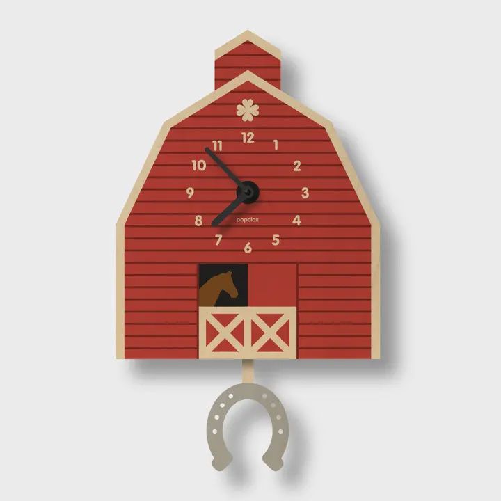 Horse Barn Wooden Pendulum Clock