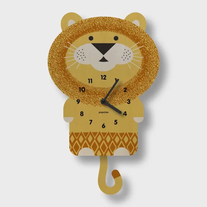 Lion Wooden Pendulum Clock