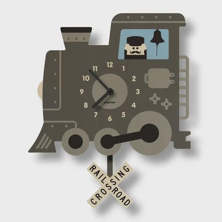 Train Wooden Pendulum Clock