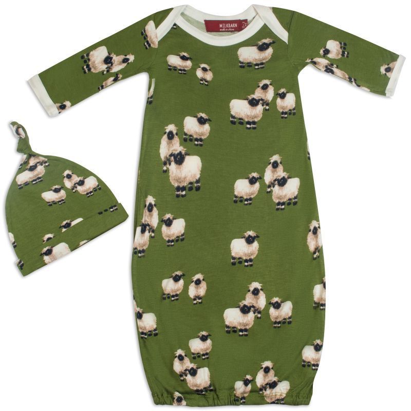 Bamboo Newborn Gown &amp; Hat Set - Valais