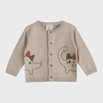 Dino Embroidered Baby Cardigan