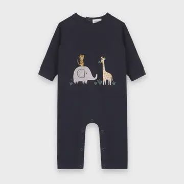 Animal Safari Embroidered Baby Jumpsuit