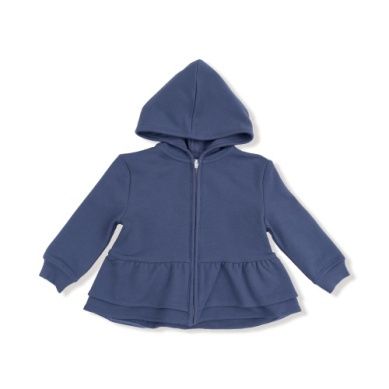 French Terry Zip Peplum Hoodie  - Indigo