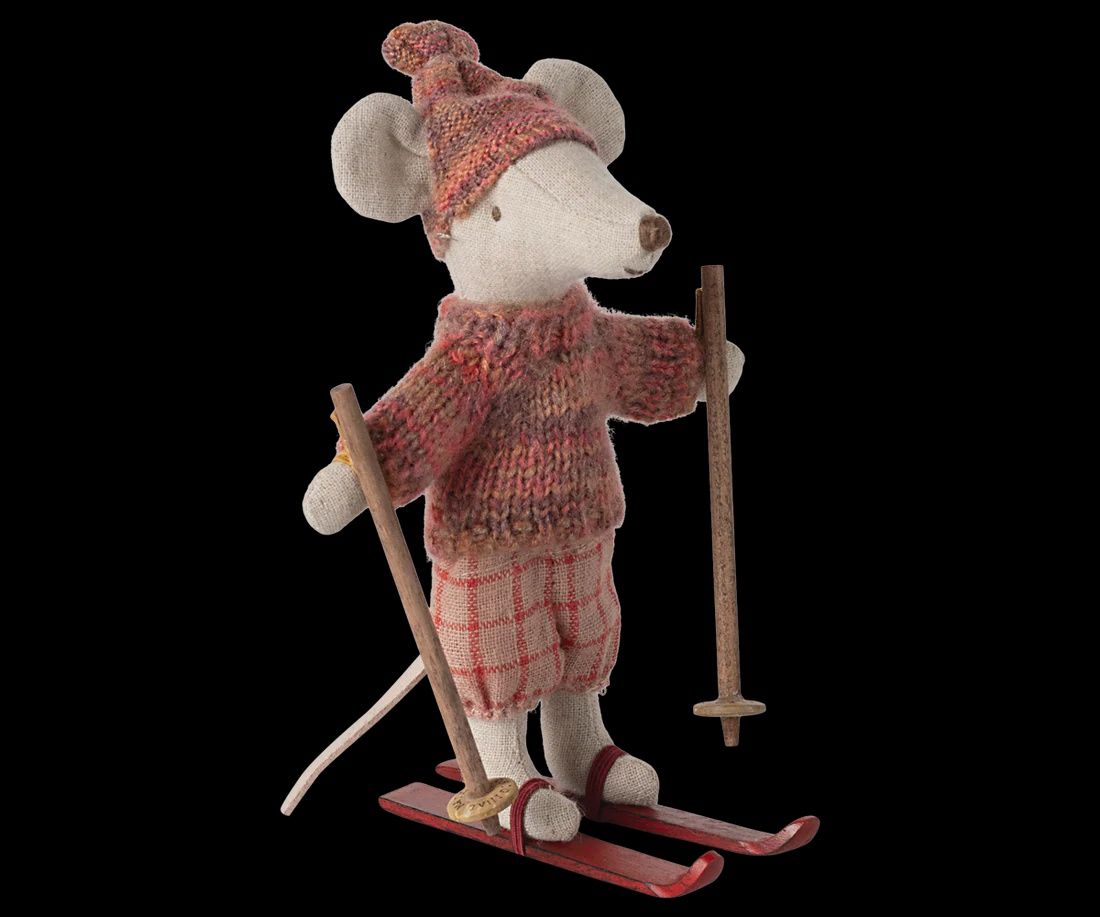 Winter mouse with ski set, Big sister - Rose