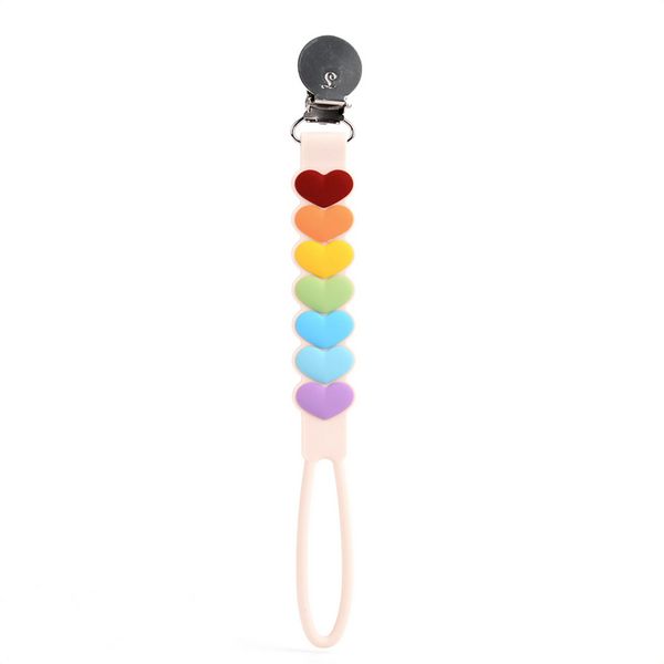 Silicone Pacifier Clip - Sweetheart Rainbow