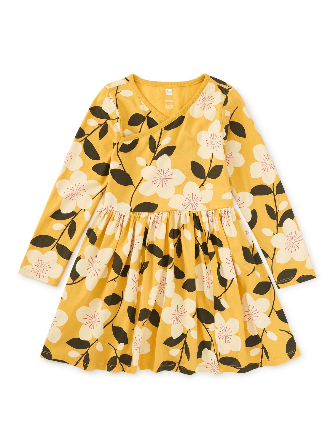 Long Sleeve Wrap Neck Dress - Plum Blossom