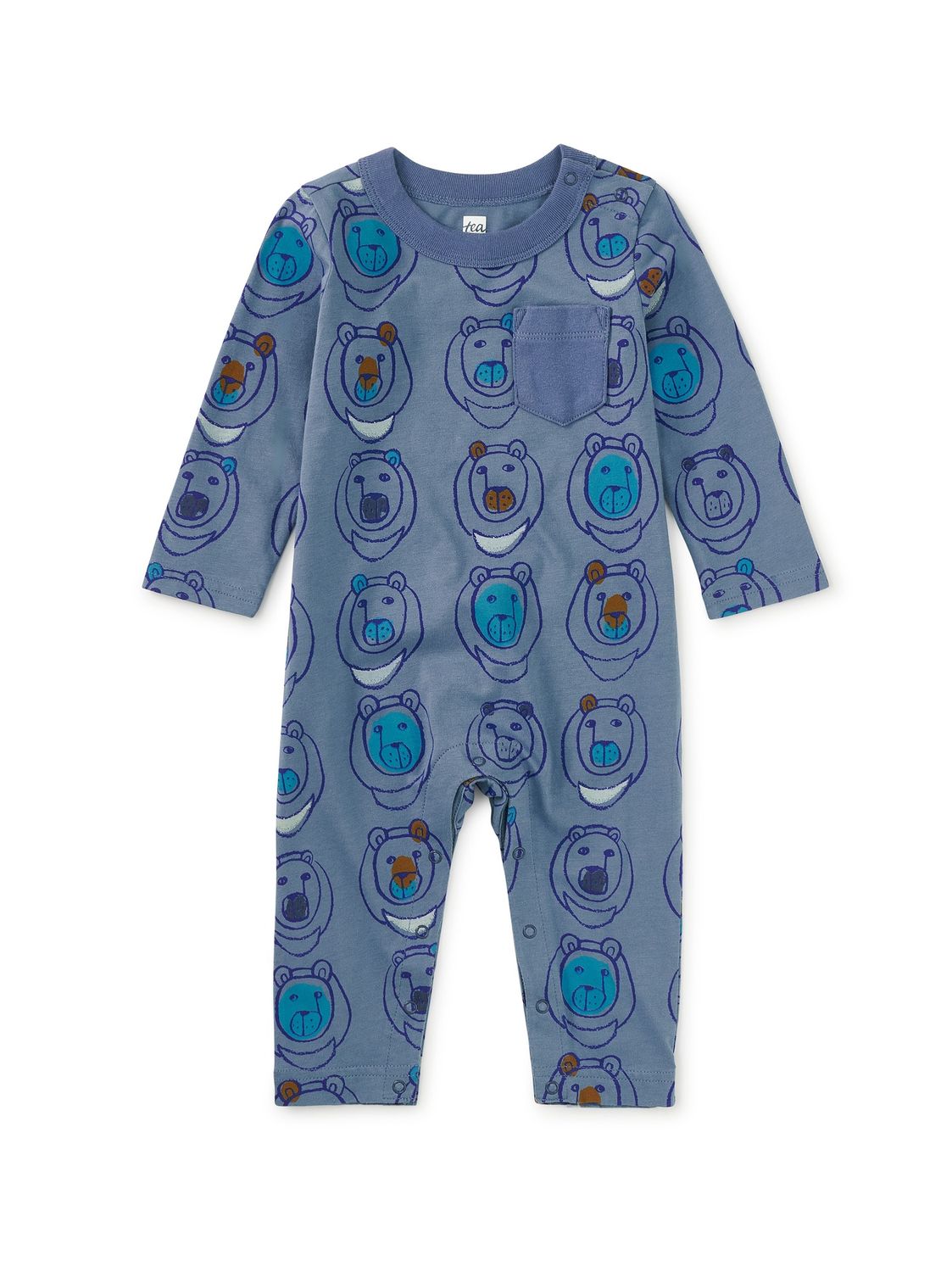 Long Sleeve Pocket Baby Romper - Moon Bear