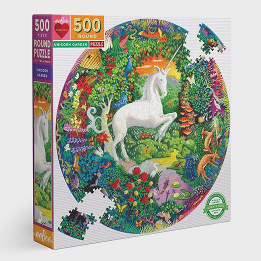 Unicorn Garden 500 Piece Round Puzzle