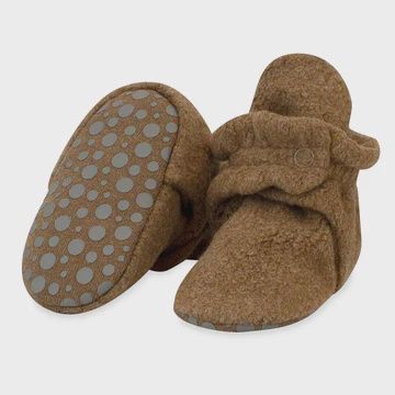 Cozie Fleece Gripper Booties - Heather Mocha