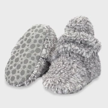 Furry Gripper Baby Bootie - Heather Grey