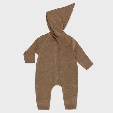 Cozie Fleece Elf Romper - Heather Mocha