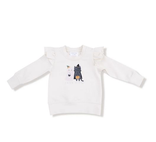 Ruffle Shoulder - French Terry Sweatshirt -  Trick or Treat