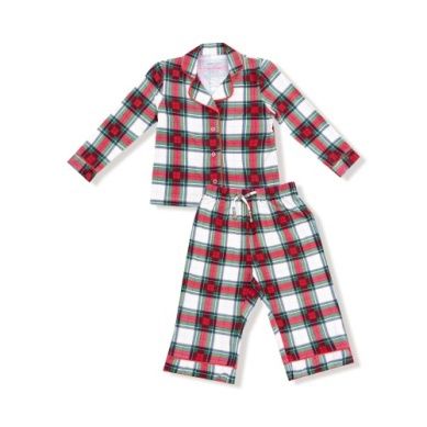 Holiday Plaid PJs - Kids L/s Coat Style W/ Pant