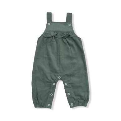 Corduroy Baby Ruffle Overalls - Dark Ivy