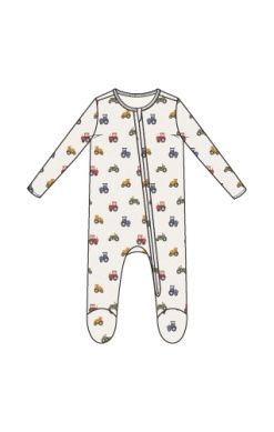 2 Way Zipper Footie - Mini Tractors