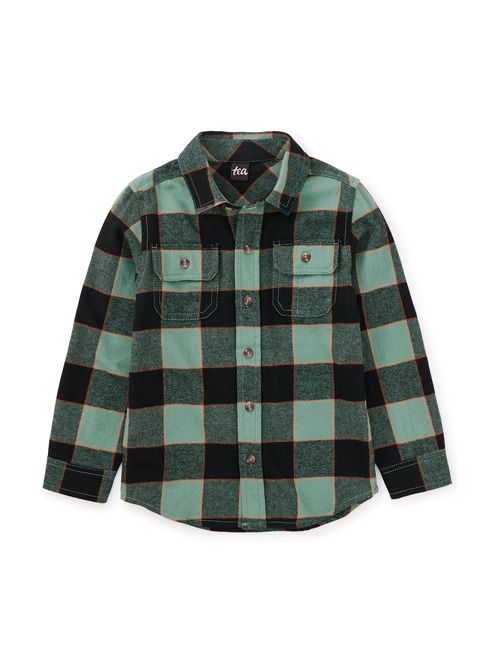 Flannel Button Up Shirt - Forest Plaid