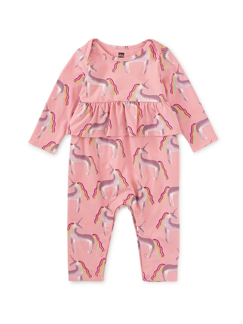 Pretty Peplum Baby Romper - Rainbow Unicorn