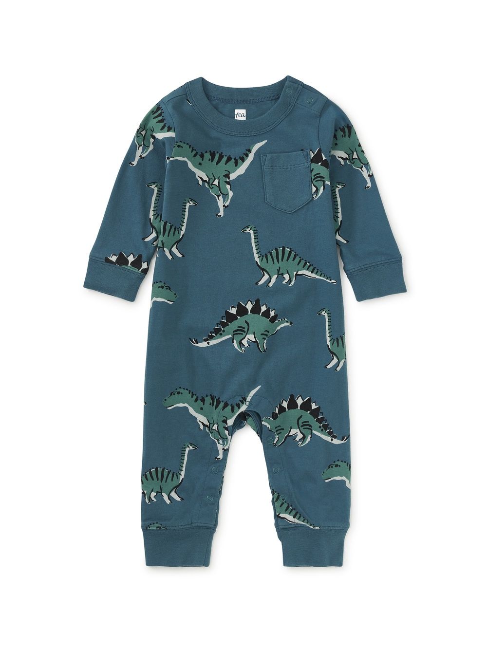 Long Sleeve Pocket Baby Romper - Dynamic Dinos